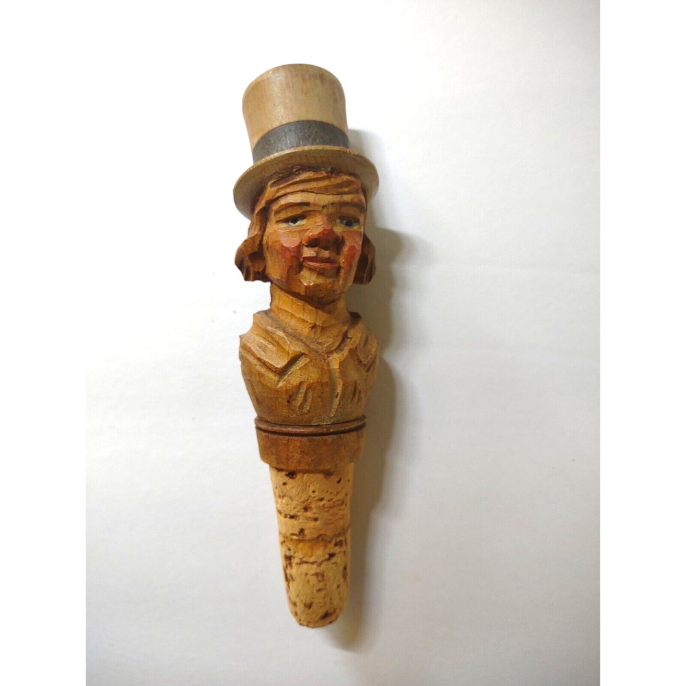 ANRI David Copperfield Charles Dickens Bottle Stopper Italy Cork Vintage Wood